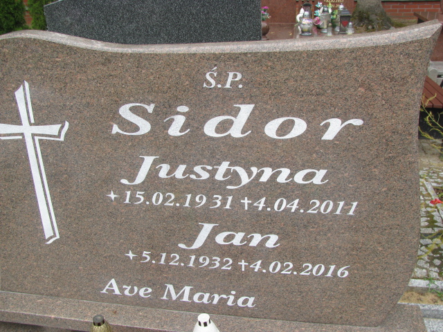 Justyna Sidor 1931 Police - Grobonet - Wyszukiwarka osób pochowanych